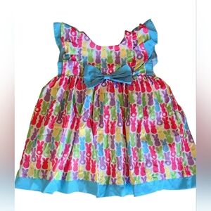 Colorful Bunny Print Dress with Bow